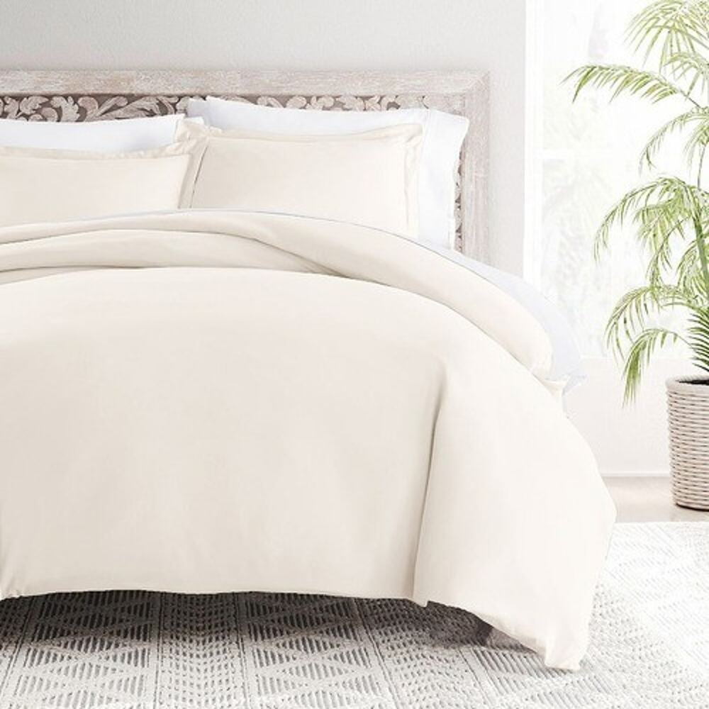 Simply Soft Ivory 3 Piece Duvet Cover Set Full Queen Microfiber Cream NEW
